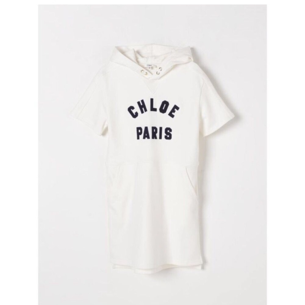 Chloe Paris White Hooded Short Sleeve Cotton Dress Sz 4T Girls
